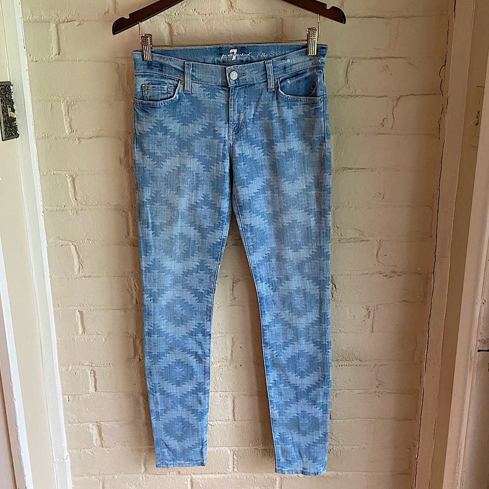 Seven 7 for all mankind the skinny 26 light blue boho tribal print denim